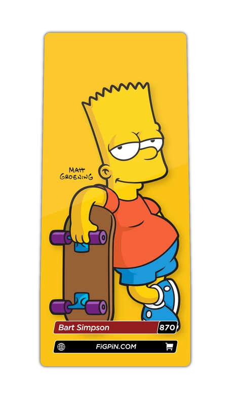New π FiGPiN The Simpsons Bart W/Skateboard 𧨠5 FiGPiN The Simpsons Bart W/Skateboard