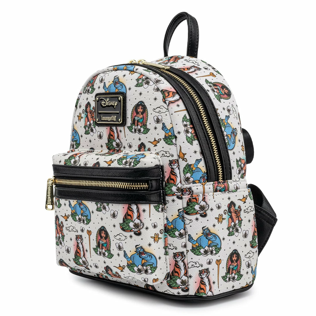 Brand new 𧨠*FLAWED* Grotto Treasures Exclusive - Loungefly Disney Aladdin Tattoo AOP Mini π Backpack π 8 *FLAWED* Grotto Treasures Exclusive - Loungefly Disney Aladdin Tattoo AOP Mini Backpack