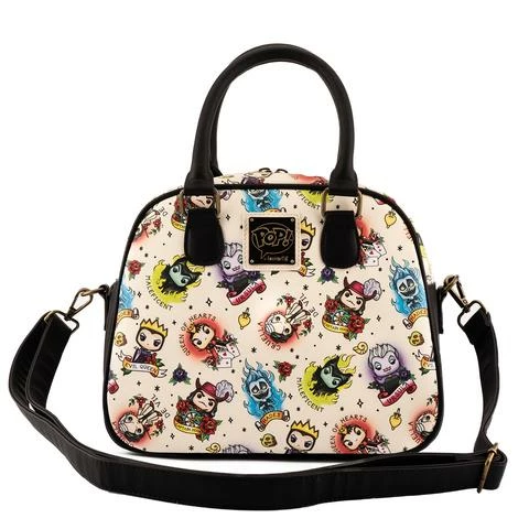 Best Pirce 💯 Loungefly Pop! Disney Villains Tattoo AOP Crossbody 🥰 3 Loungefly Pop! Disney Villains Tattoo AOP Crossbody